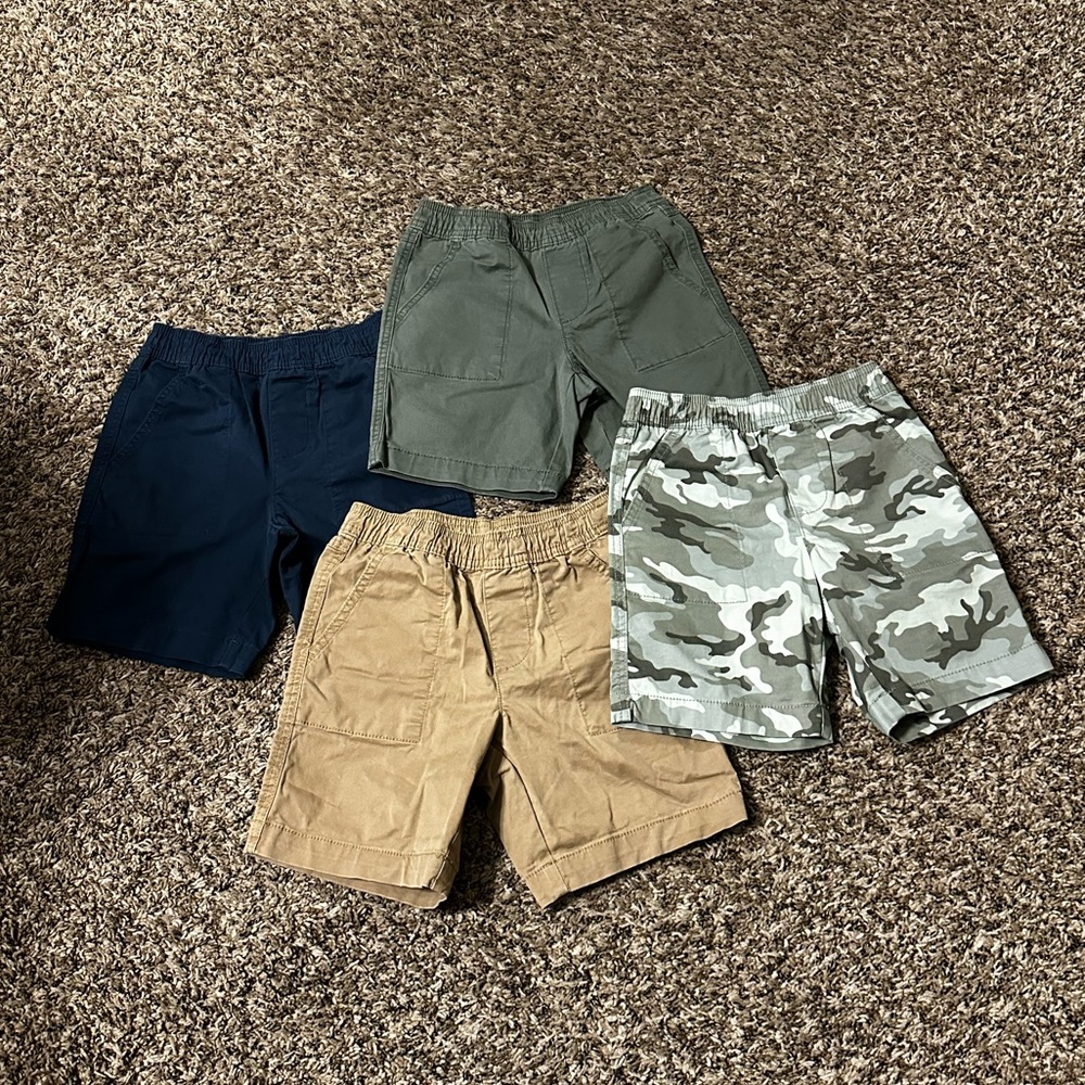 Set of Four Boys' Shorts - Navy, Green, Tan, Camo